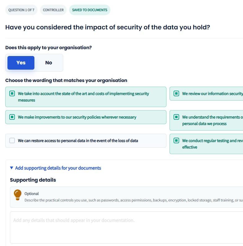 Generated GDPR document